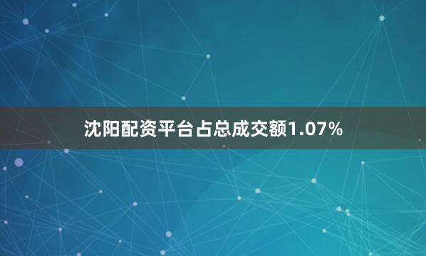 沈阳配资平台占总成交额1.07%